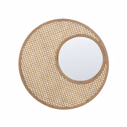 Rattan Round Wall Mirror ø 60 cm Natural PALAU
