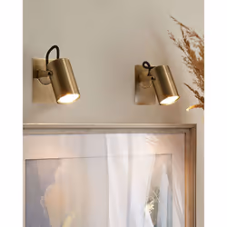 Set of 2 Spotlight Lamps KLIP Adjustable Metal Brass