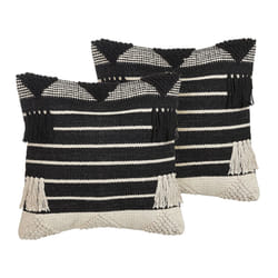 Set of 2 Cotton Cushions Geometric Pattern 50 x 50 cm Beige and Black CHITTOOR