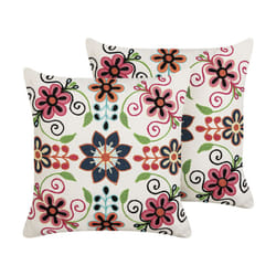Set of 2 Embroidered Cotton Cushions Flower Pattern 50 x 50 cm Multicolour BAHRAICH