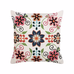 Set of 2 Embroidered Cotton Cushions Flower Pattern 50 x 50 cm Multicolour BAHRAICH