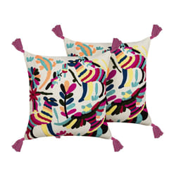 Set of 2 Embroidered Cotton Cushions Animal Motif 50 x 50 cm Multicolour RAIGANJ