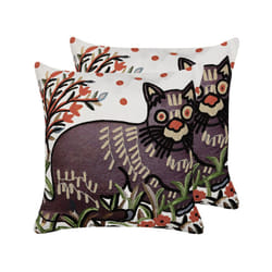 Set of 2 Embroidered Cotton Cushions Cat Motif 50 x 50 cm Multicolour PHUSRO