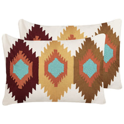 Set of 2 Decorative Cushions DANAPUR Cotton 40 x 60 cm Multicolour Geometric Pattern