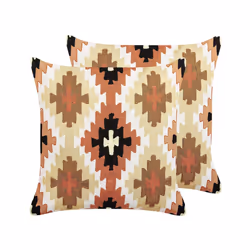 Set of 2 Embroidered Cotton Cushions Geometric Pattern 50 x 50 cm Multicolour SERAMPORE