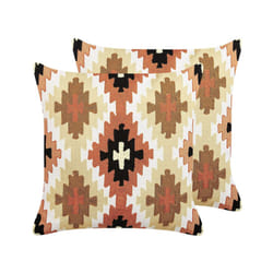 Set of 2 Embroidered Cotton Cushions Geometric Pattern 50 x 50 cm Multicolour SERAMPORE