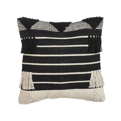 Cotton Cushion Geometric Pattern 50 x 50 cm Beige and Black CHITTOOR