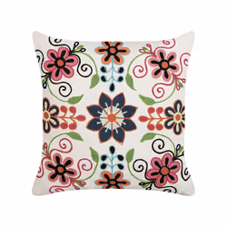 Embroidered Cotton Cushion Flower Pattern 50 x 50 cm Multicolour BAHRAICH
