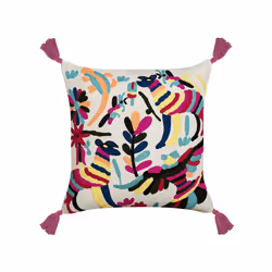 Embroidered Cotton Cushion Animal Motif 50 x 50 cm Multicolour RAIGANJ