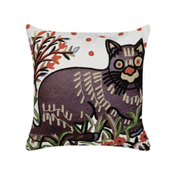 Embroidered Cotton Cushion Cat Motif 50 x 50 cm Multicolour PHUSRO