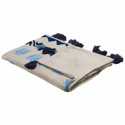 Cotton Blanket 130 x 180 cm Beige and Blue BHIND