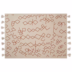 Cotton Blanket 130 x 180 cm Beige with Red BHIWANI