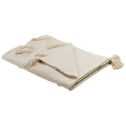 Cotton Blanket 130 x 180 cm Beige GUNA