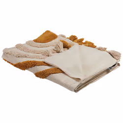 Cotton Blanket 130 x 180 cm Beige and Orange MATHURA