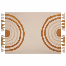 Cotton Blanket 130 x 180 cm Beige and Orange MATHURA