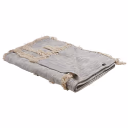 Cotton Blanket 130 x 180 cm Grey and Beige HOSPET