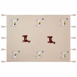 Cotton Blanket Lama Motif 130 x 180 cm Beige and Brown DEOGHAR