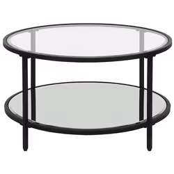 Coffee Table BIRNEY Tempered Glass Black