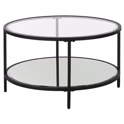 Coffee Table BIRNEY Tempered Glass Black
