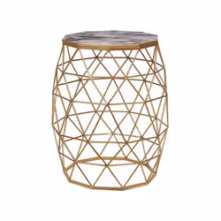 Marble Effect Wire Frame Side Table with Gold HALSEY
