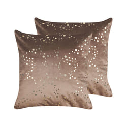 Set of 2 Velvet Cushions 45 x 45 cm Brown POPPY
