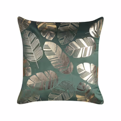 Set of 2 Velvet Cushions Leaf Print 45 x 45 cm Green SUNFLOWER