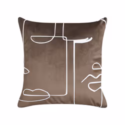 Set of 2 Velvet Cushions Face Motif 45 x 45 cm Brown PHILODENDRON