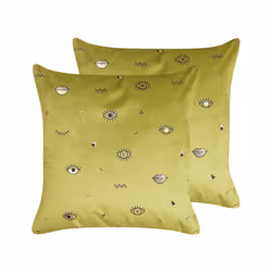 Set of 2 Velvet Cushions Eye Motif 45 x 45 cm Green AEONIUM
