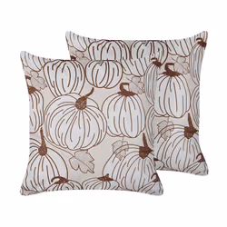 Set of 2 Velvet Cushions Pumpkin Pattern 45 x 45 cm Beige GOURD