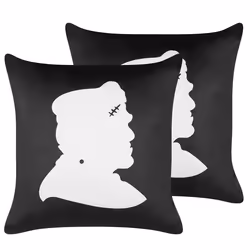 Set of 2 Decorative Cushions FRANKLINIA Velvet 45 x 45 cm Black Abstract Pattern