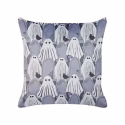 Velvet Cushion Ghost Pattern 45 x 45 cm Grey FANATE