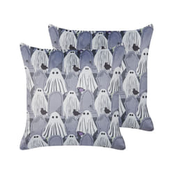 Set of 2 Velvet Cushions Ghost Pattern 45 x 45 cm Grey FANATE