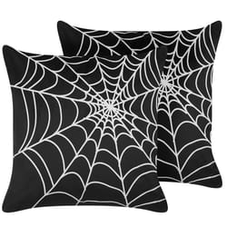 Set of 2 Decorative Cushions LYCORIS Velvet 45 x 45 cm Black Abstract Pattern
