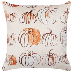 Throw Cushion CUCURBITA Velvet 45 x 45 cm Beige Plant Pattern