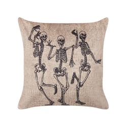 Velvet Cushion Skeleton Pattern 45 x 45 cm Beige MORTESTI