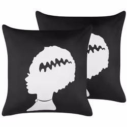 Set of 2 Decorative Cushions MANDEVILLA Velvet 45 x 45 cm Black Abstract Pattern