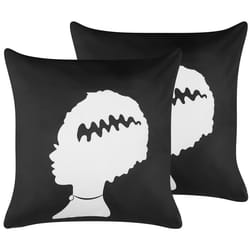 Set of 2 Decorative Cushions MANDEVILLA Velvet 45 x 45 cm Black Abstract Pattern