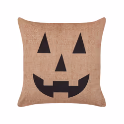 Velvet Cushion Jack-O-Lantern Pattern 45 x 45 cm Beige SEBES