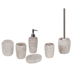 6-Piece Bathroom Accessories Set PALMILLA Ceramic Off-White