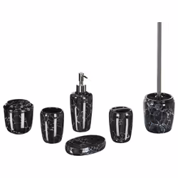 6-Piece Bathroom Accessories Set PALMILLA Ceramic Black