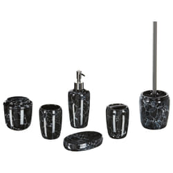 6-Piece Bathroom Accessories Set PALMILLA Ceramic Black