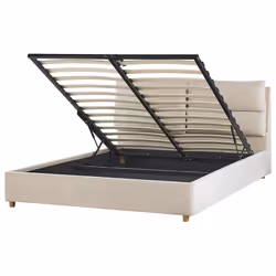 Ottoman Bed Velvet BATILLY 160 x 200 cm (EU King Size) Light Beige