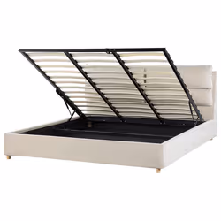 Ottoman Bed Velvet BATILLY 180 x 200 cm (EU Super King) Light Beige