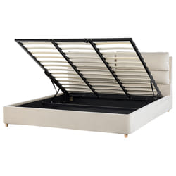Ottoman Bed Velvet BATILLY 180 x 200 cm (EU Super King) Light Beige