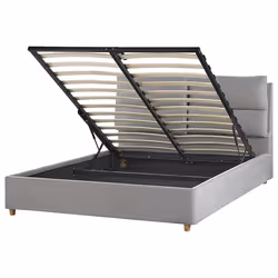 Ottoman Bed Velvet BATILLY 140 x 200 cm (EU Double) Light Grey
