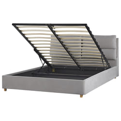 Ottoman Bed Velvet BATILLY 160 x 200 cm (EU King Size) Light Grey
