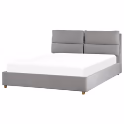 Ottoman Bed Velvet BATILLY 160 x 200 cm (EU King Size) Light Grey
