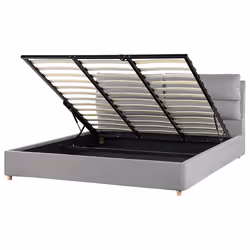 Ottoman Bed Velvet BATILLY 180 x 200 cm (EU Super King) Light Grey