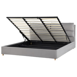 Ottoman Bed Velvet BATILLY 180 x 200 cm (EU Super King) Light Grey