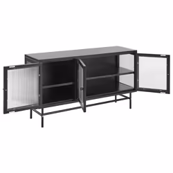 Glass Display Cabinet DEVON Metal 115 cm Black - Additional view 3